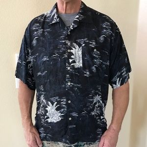 Montage Collection Shirt Men’s XXL Black & White Rayon Vintage Shirt XXL